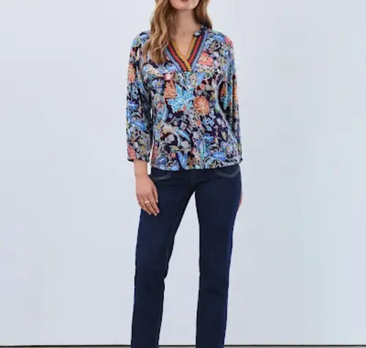 EMBELLISHED DAMASK TOP