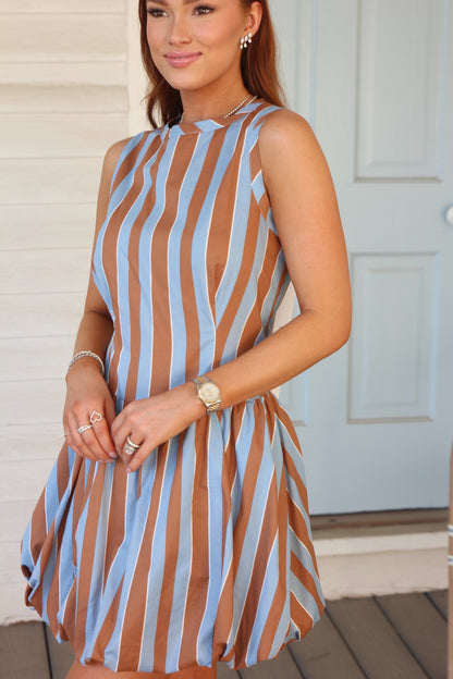 BOLD STRIPE BUBBLE DRESS