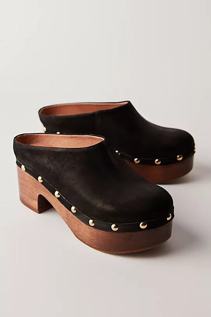 BLACK LEATHER CALLI CLOG