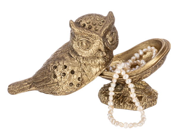 OWL KEEPSAKE BOX PEWTER