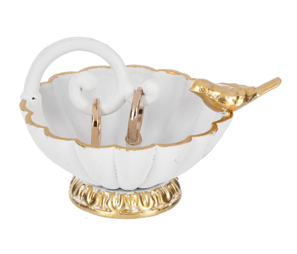 SCALLOP BOWL WITH BIRD PEWTER