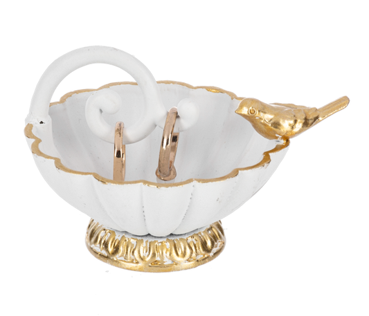 SCALLOP BOWL WITH BIRD PEWTER