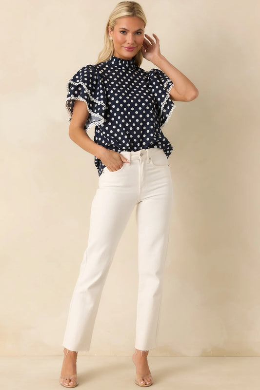 BLAIR NAVY POLKA DOT TOP