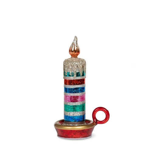 RETRO STRIPE GLASS TABLETOP CANDLE