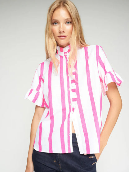 VALLIE PINK STRIPED BLOUSE