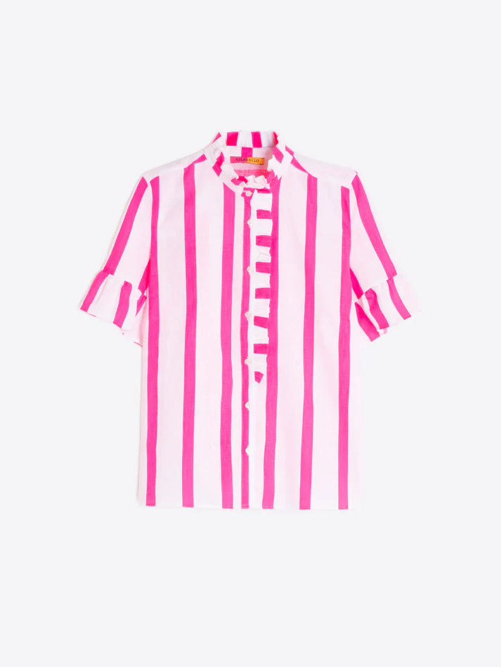 VALLIE PINK STRIPED BLOUSE