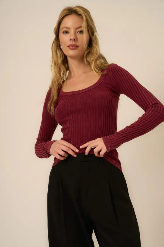 WHATS THE SCOOP RIB LONG SLEEVE