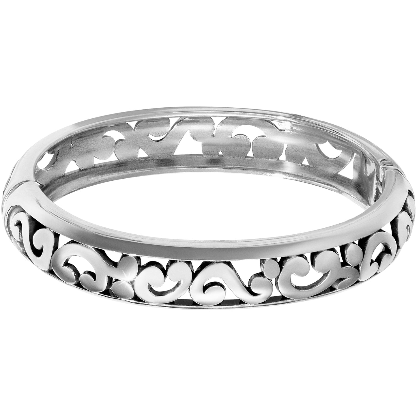 SILVER CONTEMPO MEDIUM HINGED BANGLE
