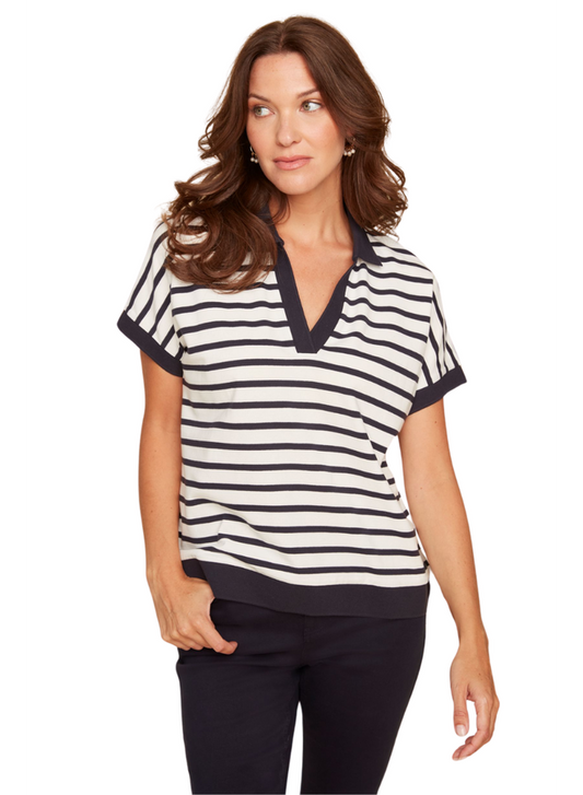 MIDNIGHT STRIPE SHORT SWEATER