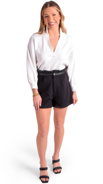 BLACK PONTE RUFFLE SHORT