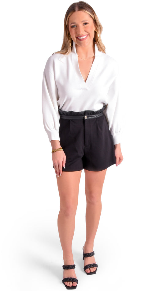 BLACK PONTE RUFFLE SHORT