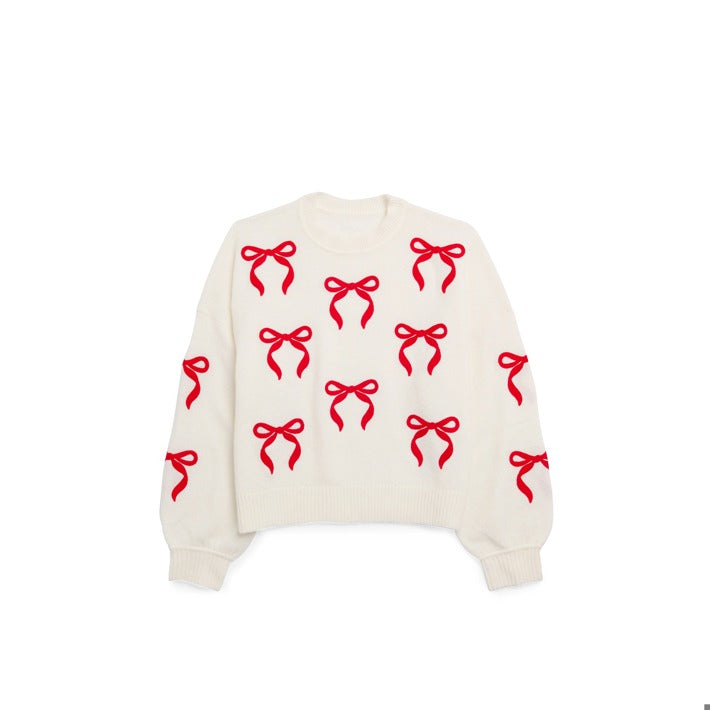 BOW IN RED SWEATSHIRT