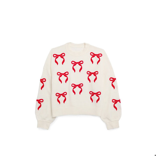 BOW IN RED SWEATSHIRT