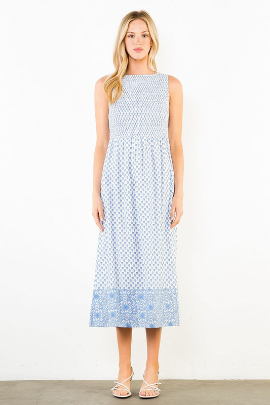 FLORAL SMOCKED MIDI DRESS