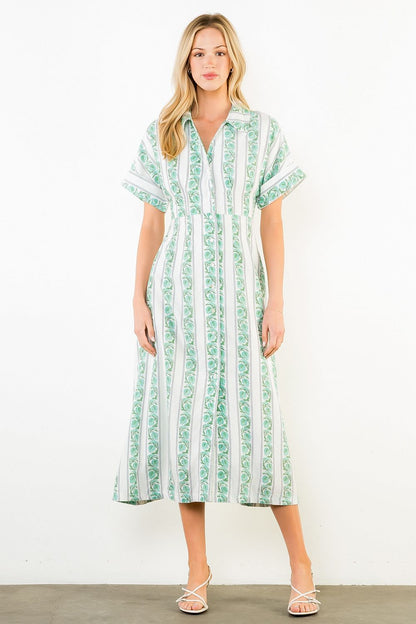 STRIPE PATTERN MIDI DRESS