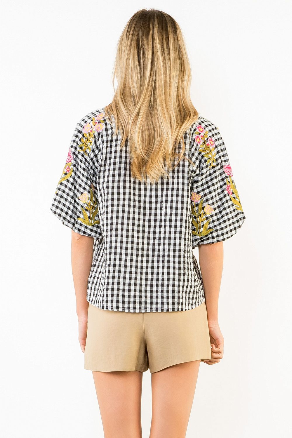 FLORAL GINGHAM TOP