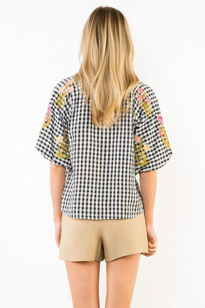 FLORAL GINGHAM TOP