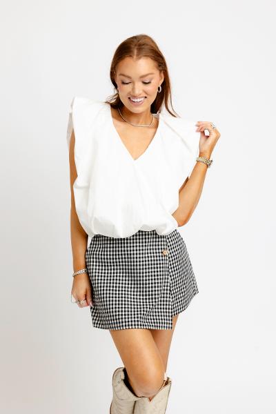 CHECK WRAP SKORT