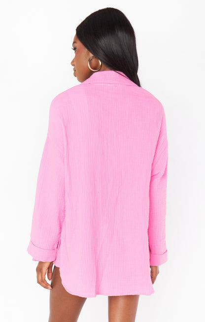 WEEKDAY BUTTON UP BUBBLEGUM GAUZE