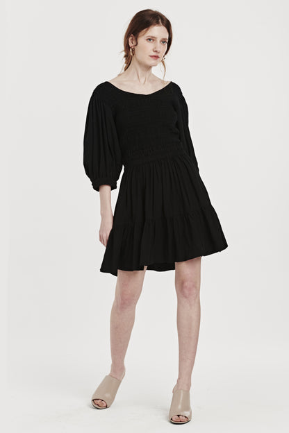CHRISTINA BLACK SMOCK DRESS