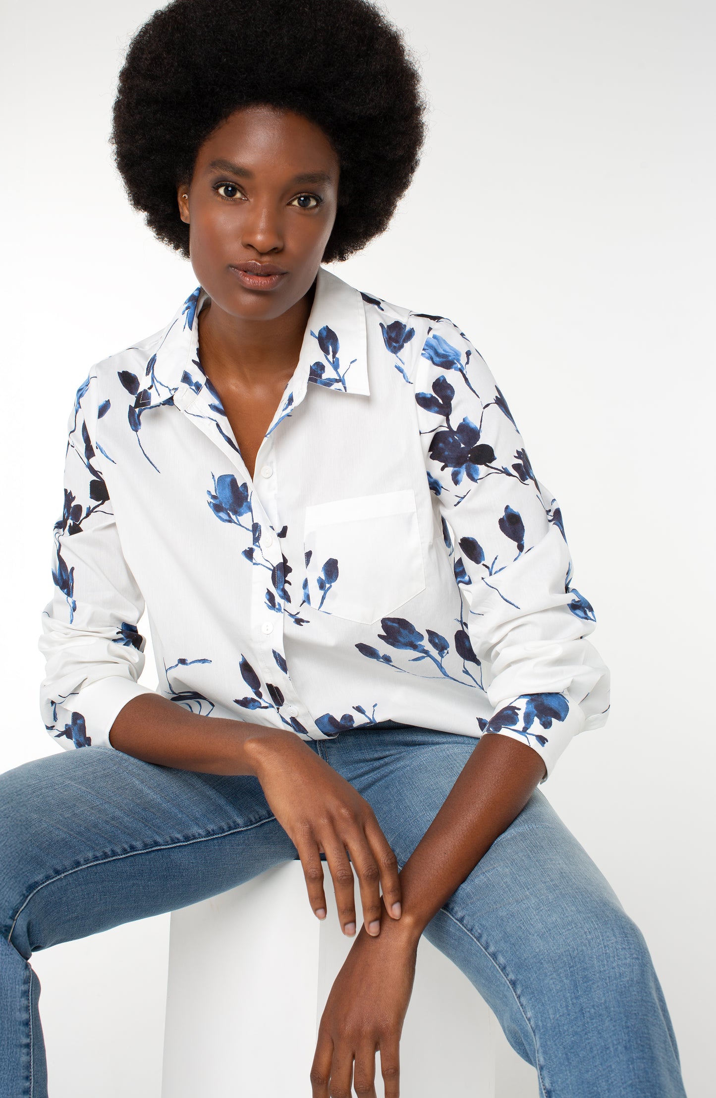 INDIGO ROSE WOVEN TOP