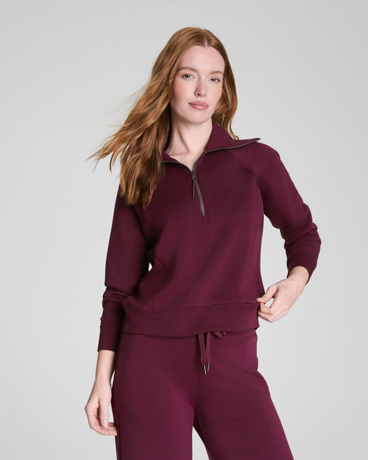 SPANX PLUM BERRY HALF ZIP