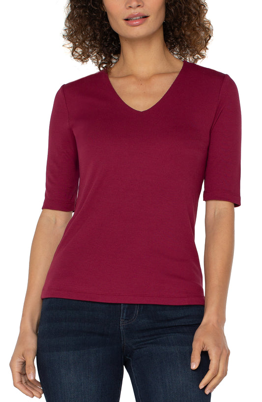 CHERRY DOUBLE LAYER KNIT TOP