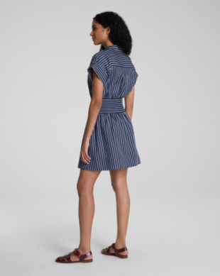 SPANX POPLIN SMOCKED MINI SHIRT DRESS