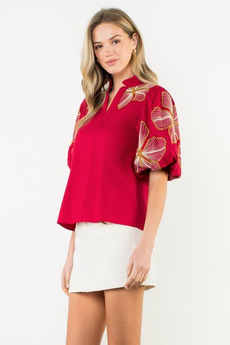 CHERRY EMBROIDERY TOP