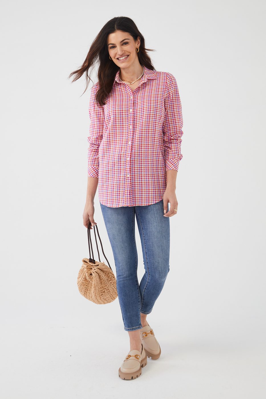 PUNCH PINK PLAID BUTTONDOWN
