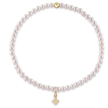GEMSTONE 3MM BEAD BRACELET SIGNATURE CROSS SMALL GOLD CHARM