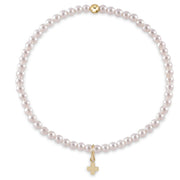 GEMSTONE 3MM BEAD BRACELET SIGNATURE CROSS SMALL GOLD CHARM