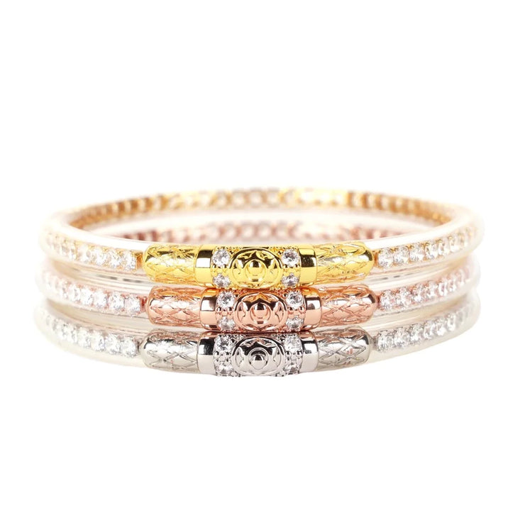 THREE QUEENS ALL WEATHER BANGLES CRYSTAL CLEAR