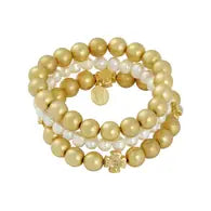 GOLD BEAD AND FRESHWATER PEARL STACK