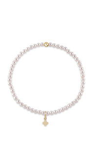 GEMSTONE 3MM BEAD BRACELET SIGNATURE CROSS SMALL GOLD CHARM