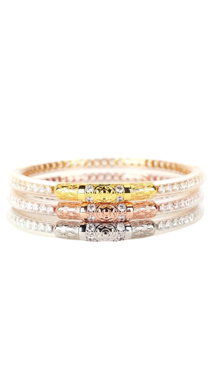 THREE QUEENS ALL WEATHER BANGLES CRYSTAL CLEAR